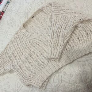 Oversized Cream Free People Knit Sweater Size Small